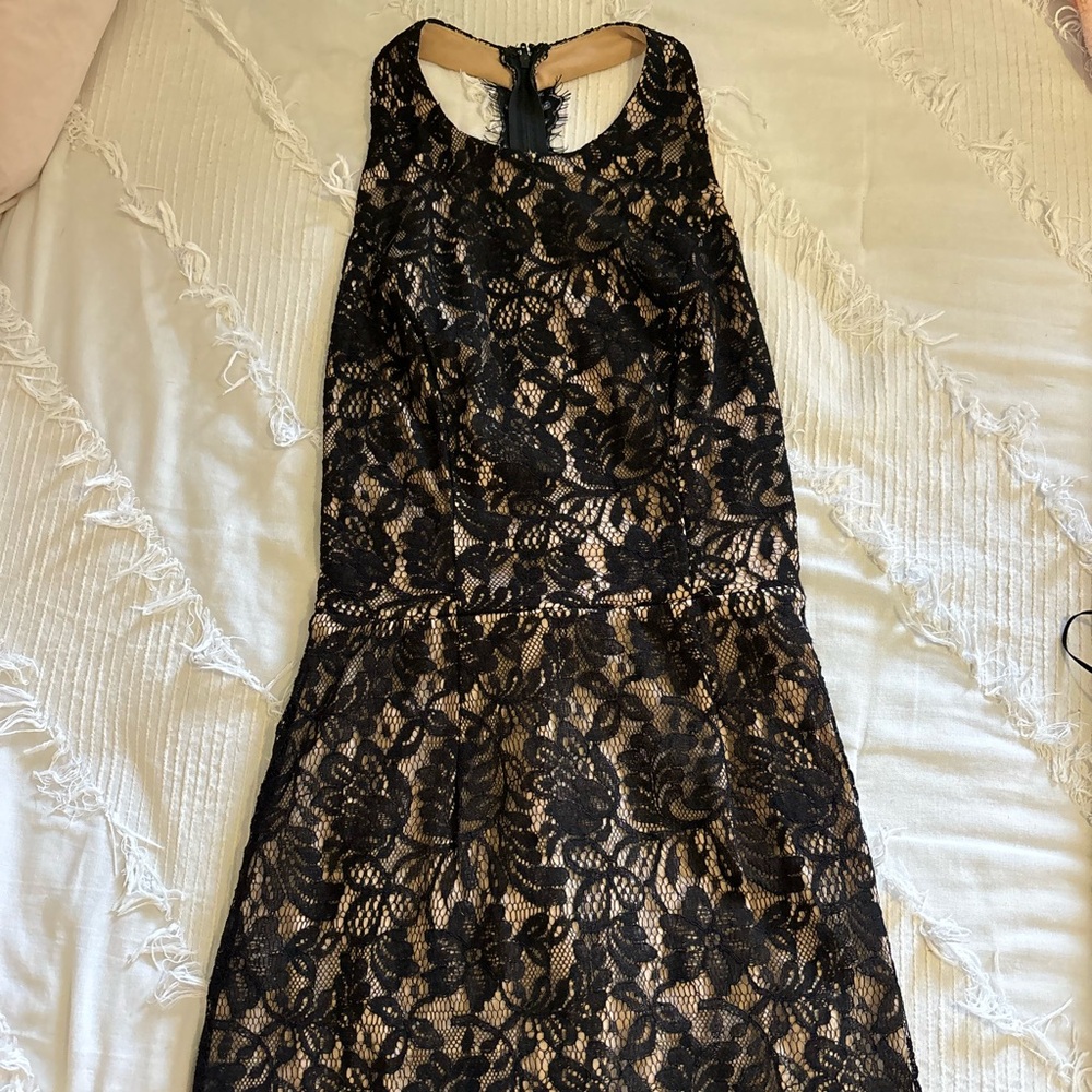 Black lace mini dress